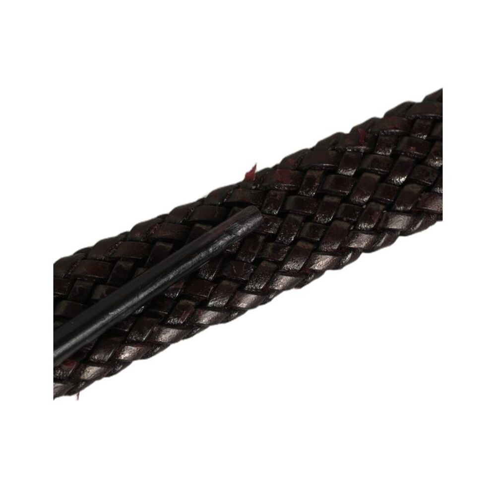 Dolce & Gabbana Dark Brown Woven Leather Metal Buckle Men's Belt